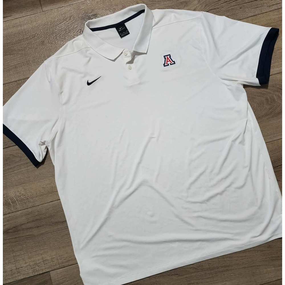 Nike Dri-FIT Arizona Wildcats Polo Shirt Mens XXL White‎ Short Sleeve Golf Tee